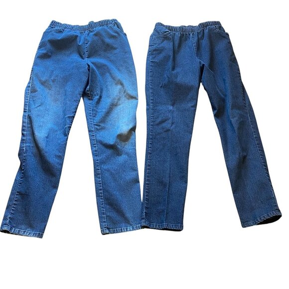 Bundle of 2 VTG 80’s Chic High Waist Denim Pull On Blue Jeans 12 Avg 28x29 #142S - Picture 1 of 5